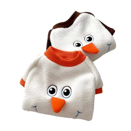 HKM-7405885 Funny Christmas Transformation Dog Hoodie - Brown & Orange Snowman, Sizes XS-XXL