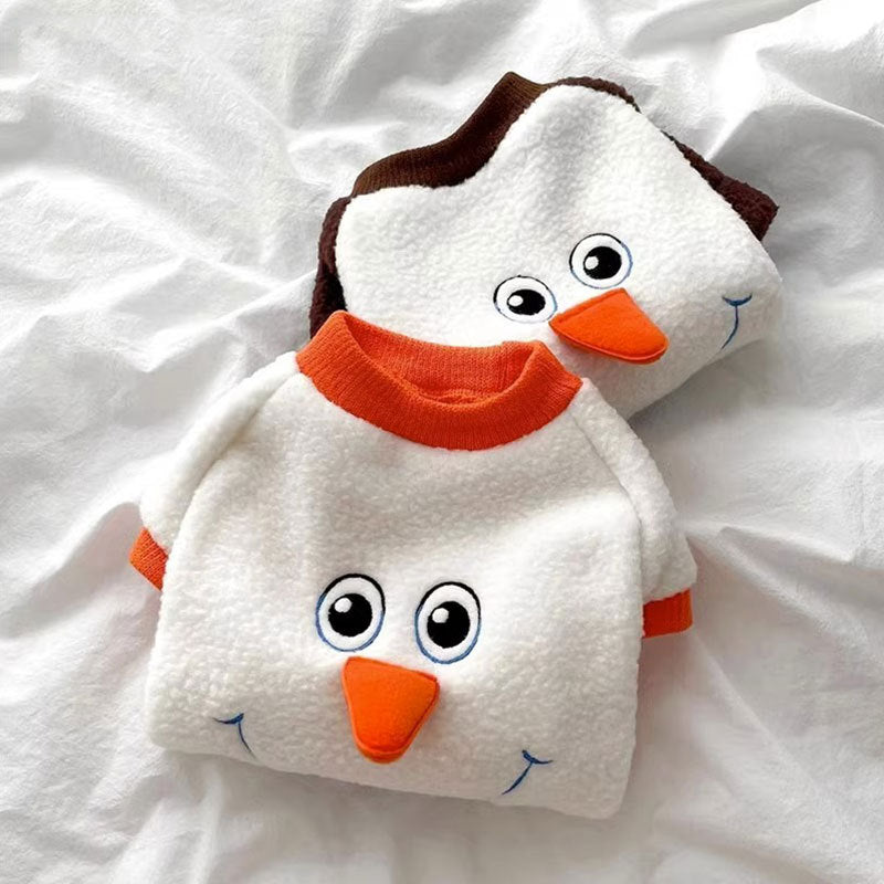 HKM-7405885 Funny Christmas Transformation Dog Hoodie - Brown & Orange Snowman, Sizes XS-XXL