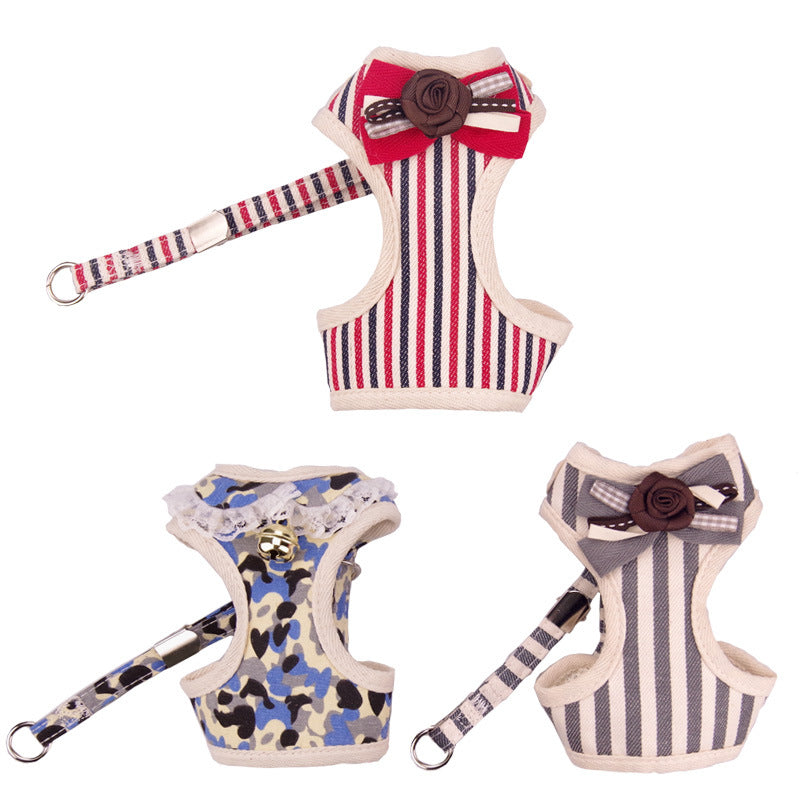 HKM-7406397 Breathable Tank Top Style Dog Chest Strap with Traction Rope for Pets