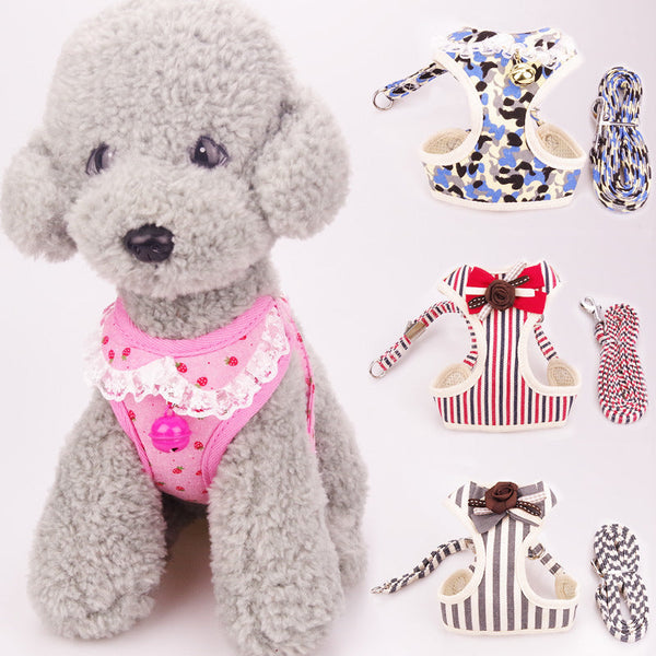 HKM-7406397 Breathable Tank Top Style Dog Chest Strap with Traction Rope for Pets