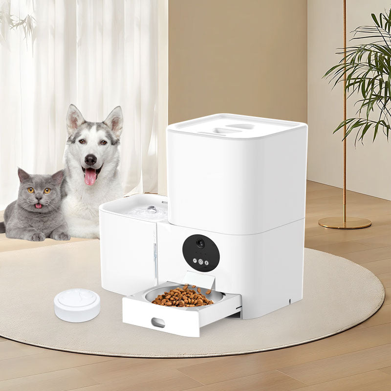 HKM-7406781 Smart WiFi Electric Two-in-One Pet Feeder for Dogs and Cats - Automatic Food and Water Dispenser