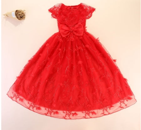 HKM-7407165 Gorgeous Cotton Embroidered Princess Pet Wedding Dress in White and Red, Sizes S to XL