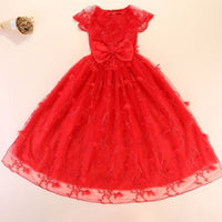 HKM-7407165 Gorgeous Cotton Embroidered Princess Pet Wedding Dress in White and Red, Sizes S to XL