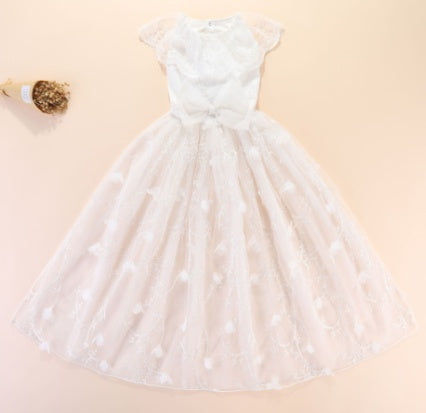 HKM-7407165 Gorgeous Cotton Embroidered Princess Pet Wedding Dress in White and Red, Sizes S to XL