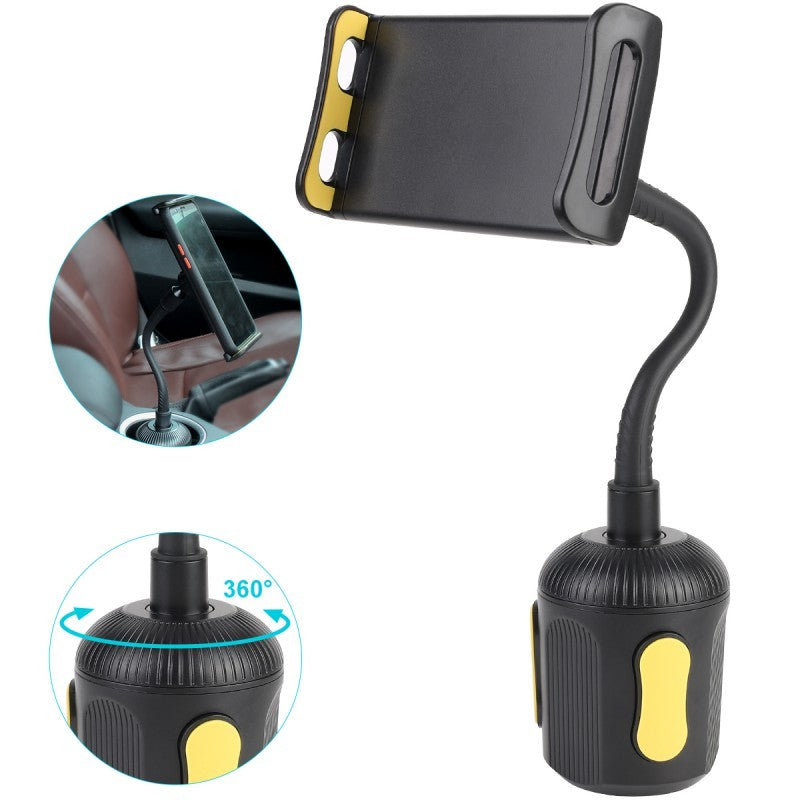 HKM-740819 Telescopic Anti-Skid Shock-Proof Car Mobile Phone Holder - Black and Yellow