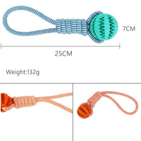 HKM-7409213 Interactive Rubber Dog Chew Ball with Rope - Tooth Cleaning Toy for Small to Medium Dogs