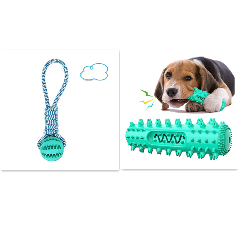 HKM-7409213 Interactive Rubber Dog Chew Ball with Rope - Tooth Cleaning Toy for Small to Medium Dogs