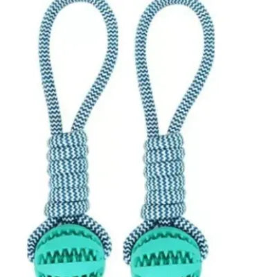 HKM-7409213 Interactive Rubber Dog Chew Ball with Rope - Tooth Cleaning Toy for Small to Medium Dogs