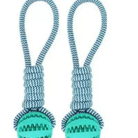 HKM-7409213 Interactive Rubber Dog Chew Ball with Rope - Tooth Cleaning Toy for Small to Medium Dogs