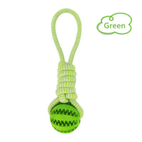 HKM-7409213 Interactive Rubber Dog Chew Ball with Rope - Tooth Cleaning Toy for Small to Medium Dogs