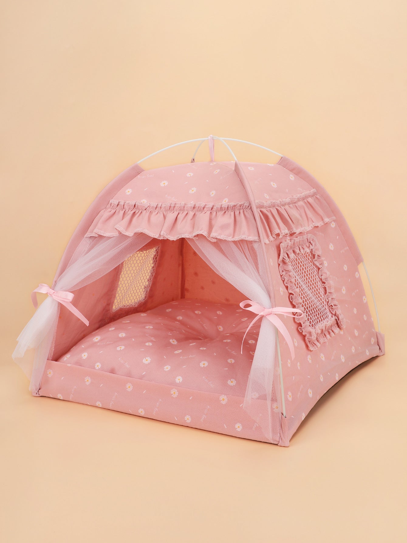 HKM-7410237 Foldable Outdoor Cat Nest Kennel - Summer Semi-Closed Pet Tent with Comfortable Mat