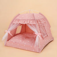 HKM-7410237 Foldable Outdoor Cat Nest Kennel - Summer Semi-Closed Pet Tent with Comfortable Mat