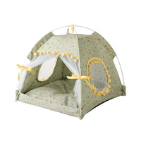 HKM-7410237 Foldable Outdoor Cat Nest Kennel - Summer Semi-Closed Pet Tent with Comfortable Mat