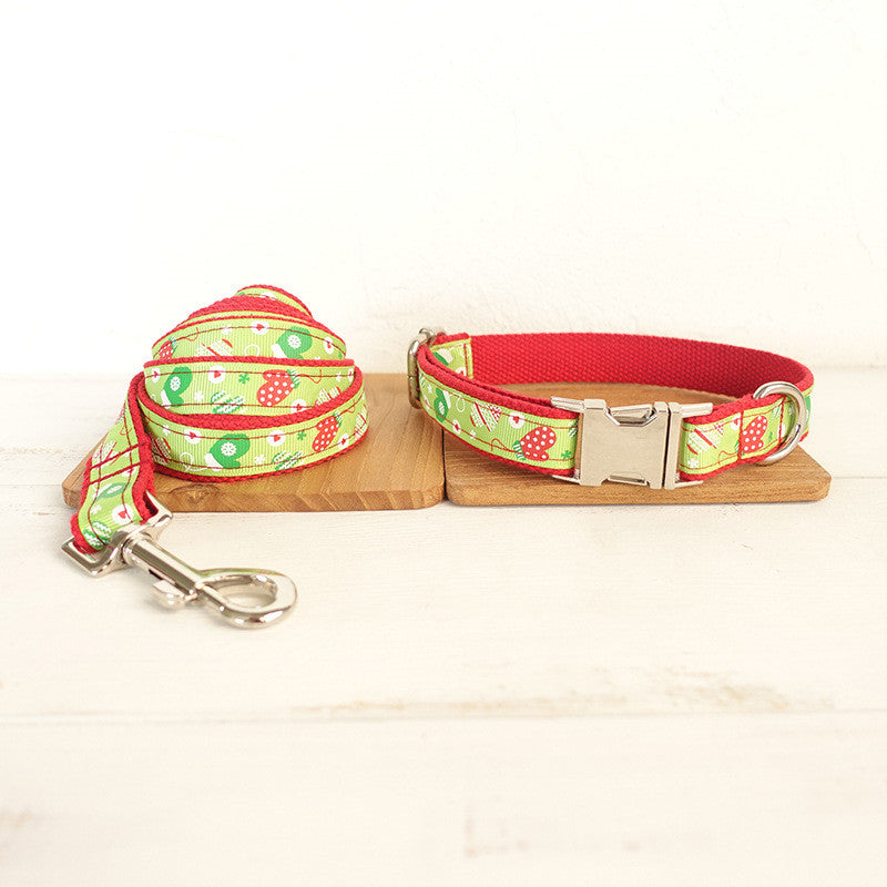 HKM-7410365 Red Christmas Polyester Pet Leash for All Seasons, Available in Multiple Sizes