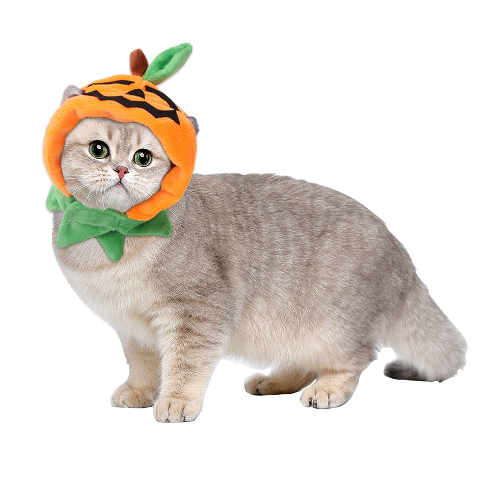 HKM-7410749 Double-sided Pumpkin Cloak and Hat for Dogs and Cats - Plush Halloween Costume in Sizes S, M, L