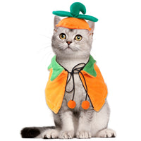 HKM-7410749 Double-sided Pumpkin Cloak and Hat for Dogs and Cats - Plush Halloween Costume in Sizes S, M, L