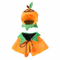 HKM-7410749 Double-sided Pumpkin Cloak and Hat for Dogs and Cats - Plush Halloween Costume in Sizes S, M, L