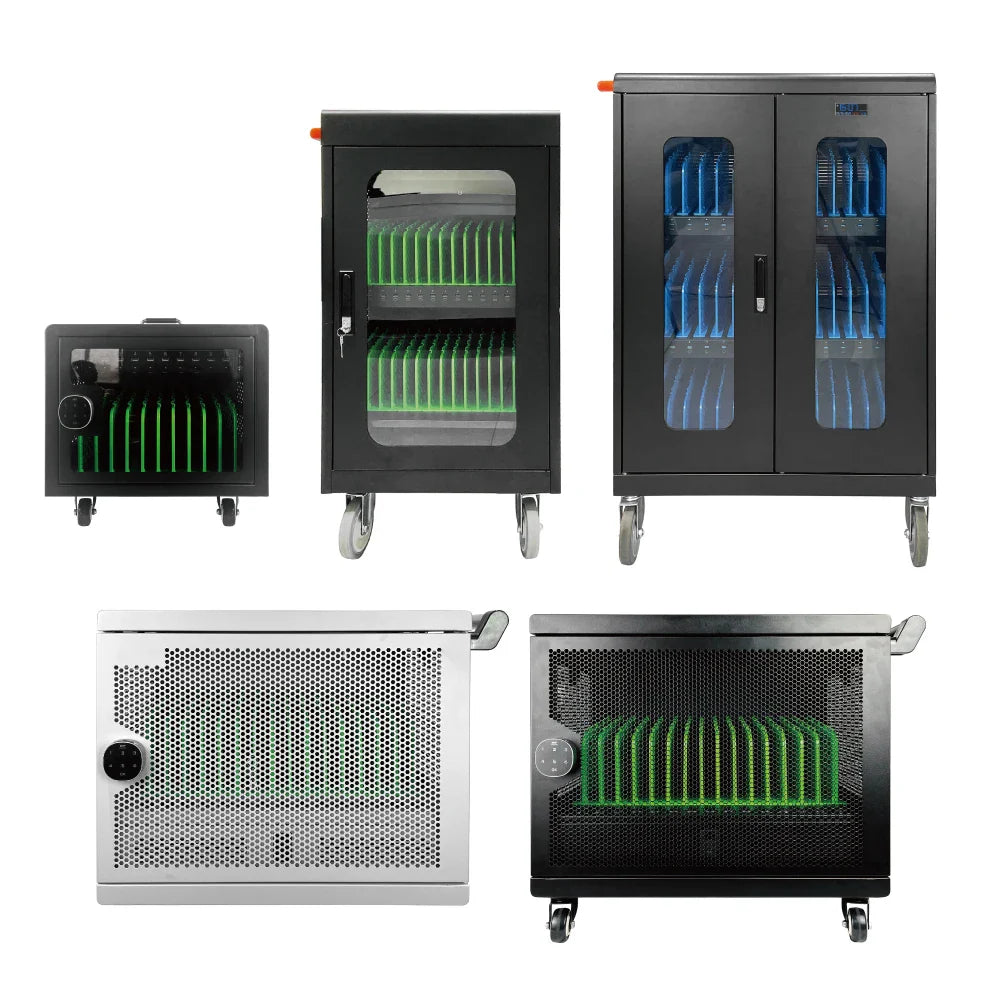 HKM-741075 Mobile Device Charging Cart for Classroom - Holds 10, 16, 30, 45, or 60 Tablets, Laptops, and Chromebooks