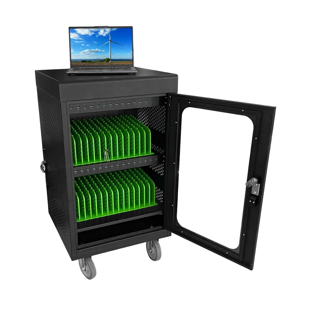 HKM-741075 Mobile Device Charging Cart for Classroom - Holds 10, 16, 30, 45, or 60 Tablets, Laptops, and Chromebooks