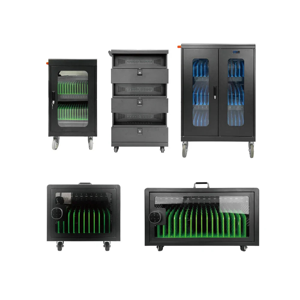 HKM-741075 Mobile Device Charging Cart for Classroom - Holds 10, 16, 30, 45, or 60 Tablets, Laptops, and Chromebooks