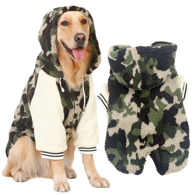 HKM-7411005 Camouflage Fleece Jacket for Large Breeds: Golden Retriever, Labrador, Samoyed – Comfortable & Casual