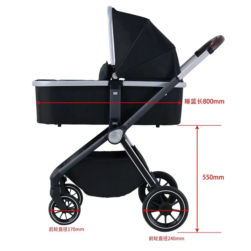 HKM-741139 Foldable 3-in-1 Baby Stroller with Sleep Basket Mode