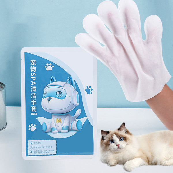 HKM-7412157 Pet Bathing-Free Cleaning Gloves for Cats and Dogs - Gentle Formula with Aloe Vera and Coconut Oil