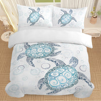 HKM-741267 Aqua Teal Blue Sea Turtle Microfiber Duvet Cover Set with Pillow Shams, Available in Twin, Full, Queen, King Sizes