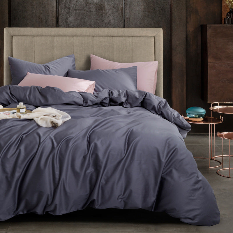 HKM-741267 Long-Staple Cotton 4-Piece Hotel Bedding Set in Solid Colors for 2m Beds