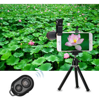 HKM-741331 8X/12X Telephoto Lens Set with Fisheye, Wide Angle, Macro Options and Selfie Stick