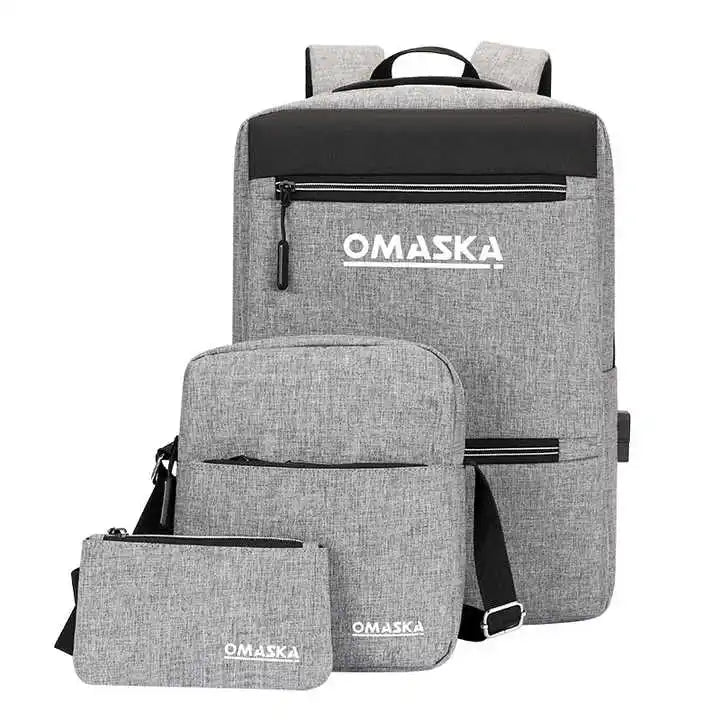 HKM-741331 Custom 3-in-1 USB Backpack Set with Large Capacity for Students and Casual Use