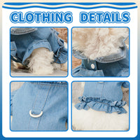 HKM-7413821 Stylish Denim Harness Vest for Small and Medium Dogs - Fashionable Jean Outfit for Puppies and Chihuahuas
