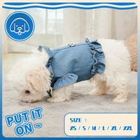 HKM-7413821 Stylish Denim Harness Vest for Small and Medium Dogs - Fashionable Jean Outfit for Puppies and Chihuahuas