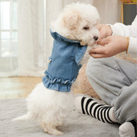 HKM-7413821 Stylish Denim Harness Vest for Small and Medium Dogs - Fashionable Jean Outfit for Puppies and Chihuahuas