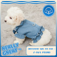 HKM-7413821 Stylish Denim Harness Vest for Small and Medium Dogs - Fashionable Jean Outfit for Puppies and Chihuahuas
