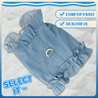 HKM-7413821 Stylish Denim Harness Vest for Small and Medium Dogs - Fashionable Jean Outfit for Puppies and Chihuahuas
