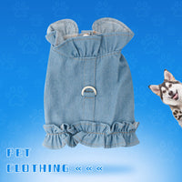 HKM-7413821 Stylish Denim Harness Vest for Small and Medium Dogs - Fashionable Jean Outfit for Puppies and Chihuahuas