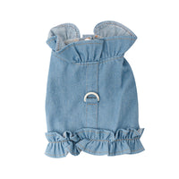 HKM-7413821 Stylish Denim Harness Vest for Small and Medium Dogs - Fashionable Jean Outfit for Puppies and Chihuahuas