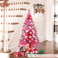 HKM-741395 4 Ft Red Artificial Christmas Tree with 50 Lights and 112 Branch Tips for Festive Decor