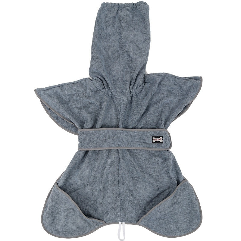 HKM-7414205 Quick-Drying Gray Cotton Dog Bath Towel - Strong Water-Absorbing Pet Bathrobe in M, L, XL