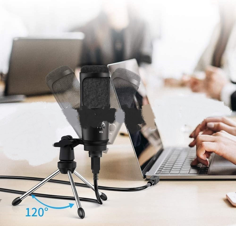 HKM-741459 Apple-Compatible Live Recording Microphone with Desktop Tripod Stand