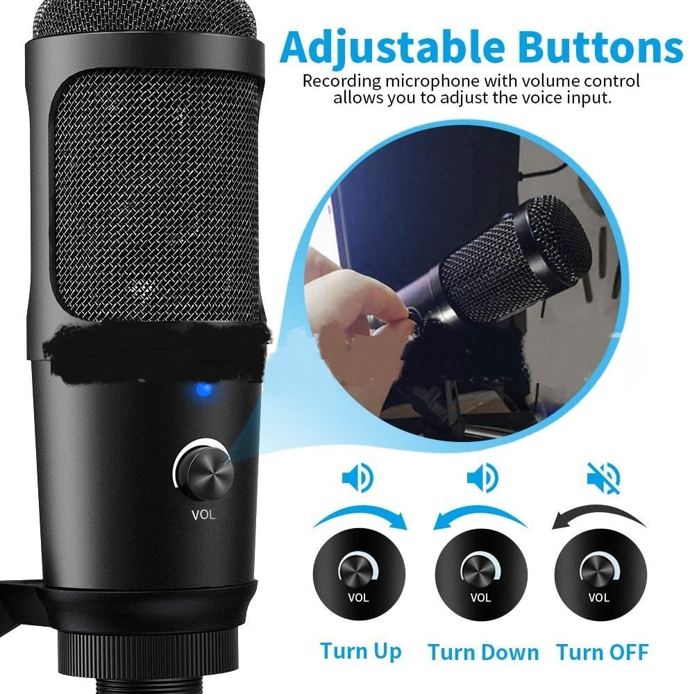 HKM-741459 Apple-Compatible Live Recording Microphone with Desktop Tripod Stand