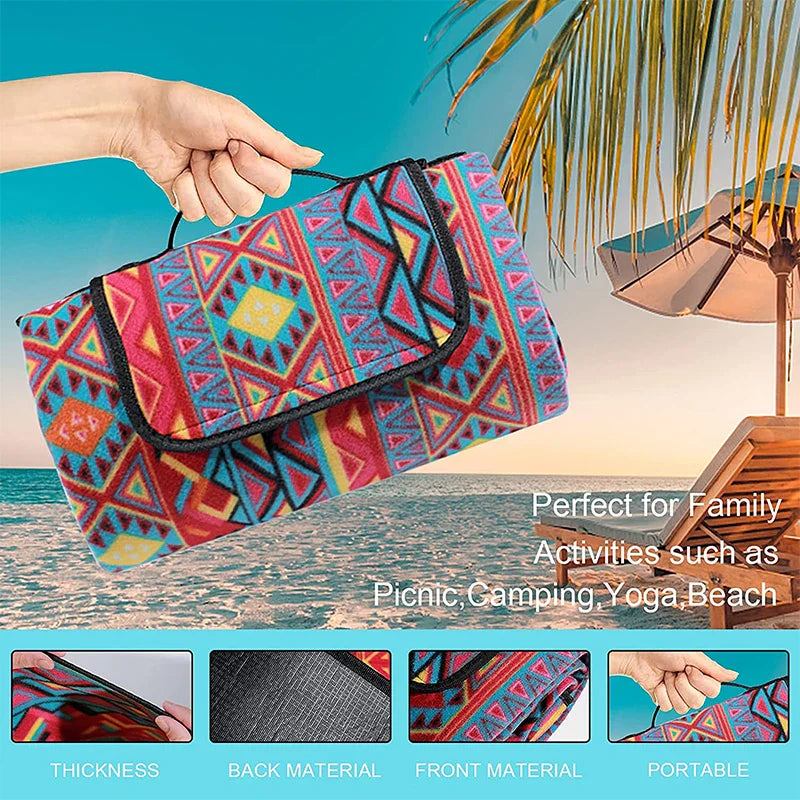 HKM-741459 Bohemian Style Waterproof Foldable Outdoor Camping and Picnic Mat Beach Blanket