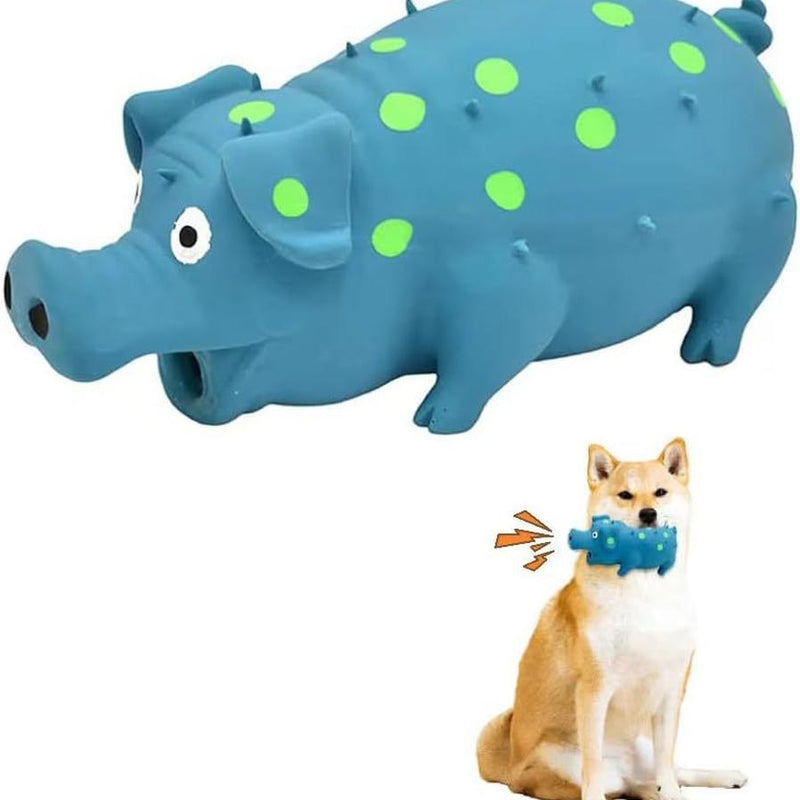 HKM-741459 Indestructible Interactive Dog Chew Toy with Squeaker - Tough Pig Design for Aggressive Chewers