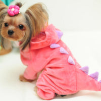 HKM-7414717 Dinosaur Transformation Costume for Dogs - Cute Cartoon Pet Outfit in Green and Pink