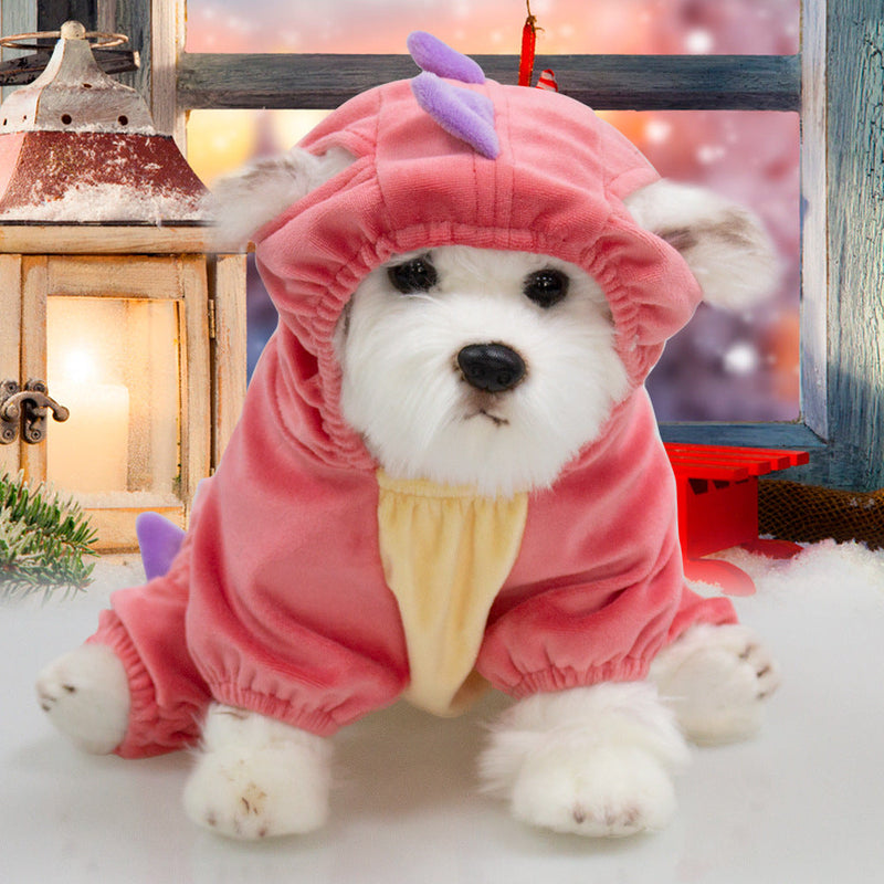 HKM-7414717 Dinosaur Transformation Costume for Dogs - Cute Cartoon Pet Outfit in Green and Pink