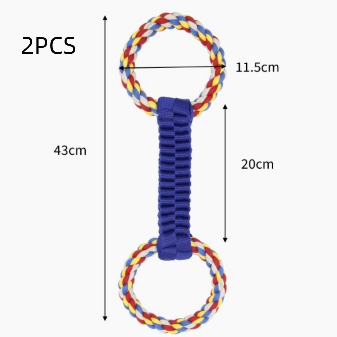 HKM-7414973 Interactive Cotton Tug-of-War Toy for Dogs - 2-Piece Tooth Cleaning Rope Set
