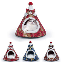HKM-7416381 Three-Dimensional Christmas-Themed Pet Nest with Soft Sponge Padding in Various Sizes