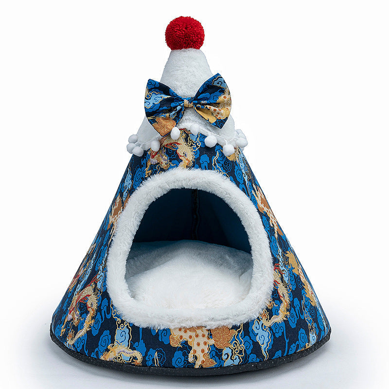 HKM-7416381 Three-Dimensional Christmas-Themed Pet Nest with Soft Sponge Padding in Various Sizes