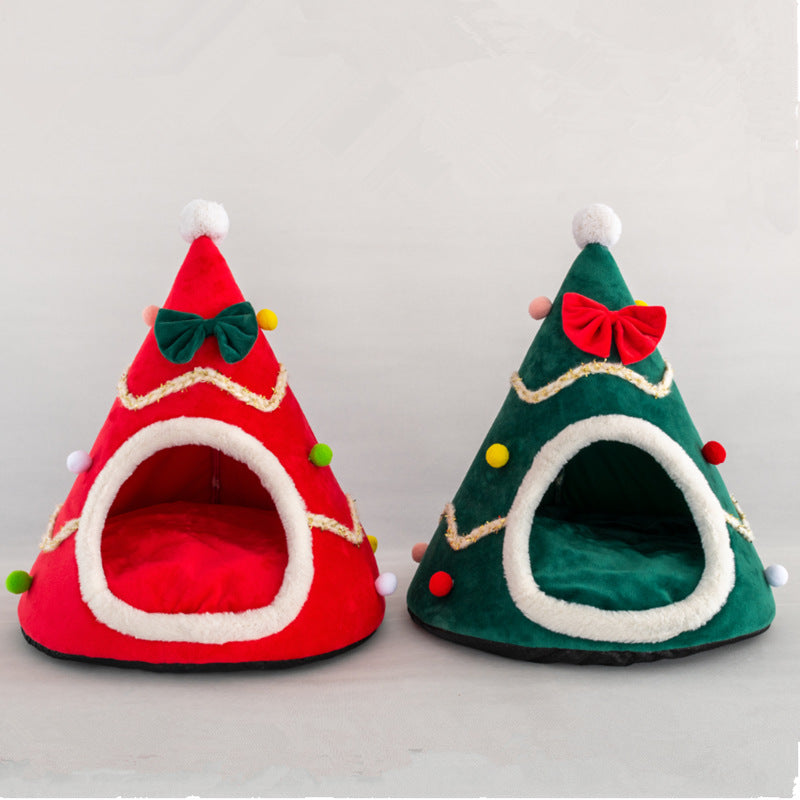 HKM-7416381 Three-Dimensional Christmas-Themed Pet Nest with Soft Sponge Padding in Various Sizes